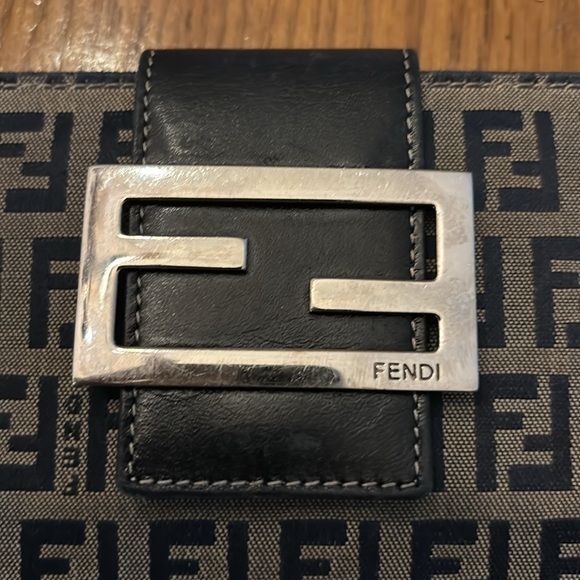 Fendi Zucchino wallet with coin pocket silver hardware 8 card slots - Picture 2 of 7
